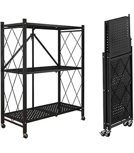 Amazon｜RAKU 折り畳みラック 折り畳み棚 収納棚 防サビ加工 移動便利